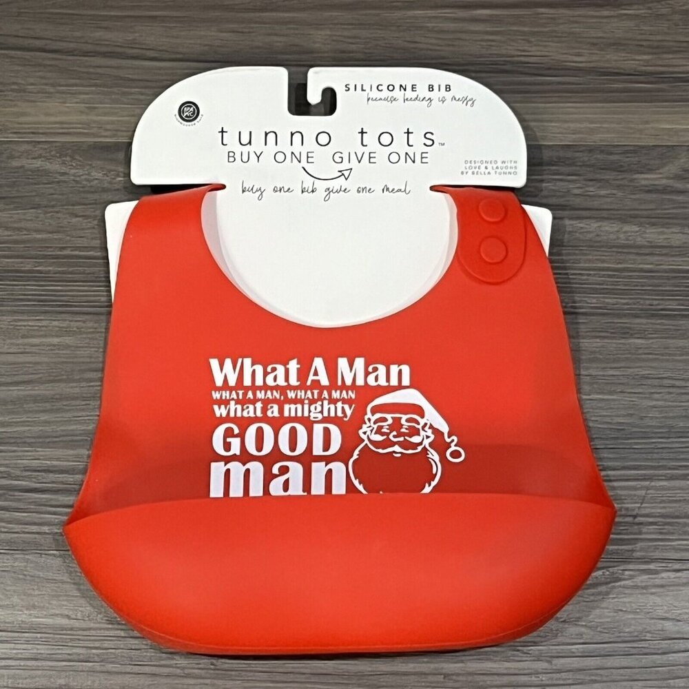 Bella Tunno Tunno Tots Silicone Baby Bib Christmas Santa What A Mighty Good Man